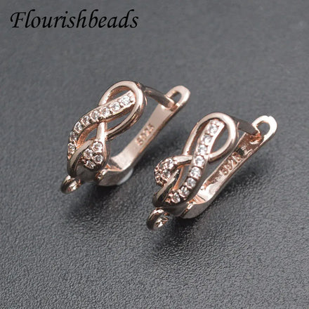 Factory Price Infinity Symbol Shape CZ Setting Gold Plated Hook Earring for Making Earrings Accessories
