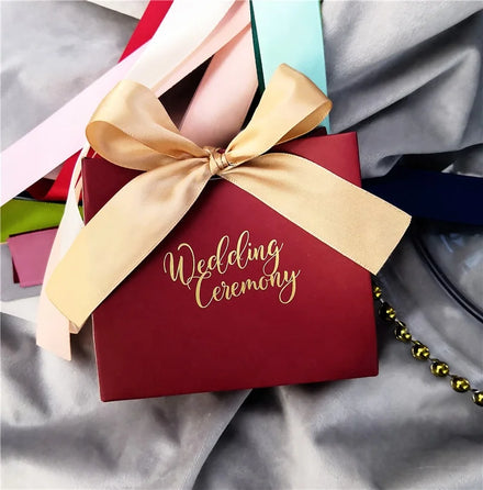 CSMD Chinese Suppliers Wholesale Empty Wedding Favors Small Party Candy Chocolate Package Fancy Red Wedding Gift Bags for Guests