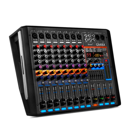 Biner GM8X Professional 8-channel Audio Mixer 550W*2 Power Mixer Amplifier for Wedding Stage Performances
