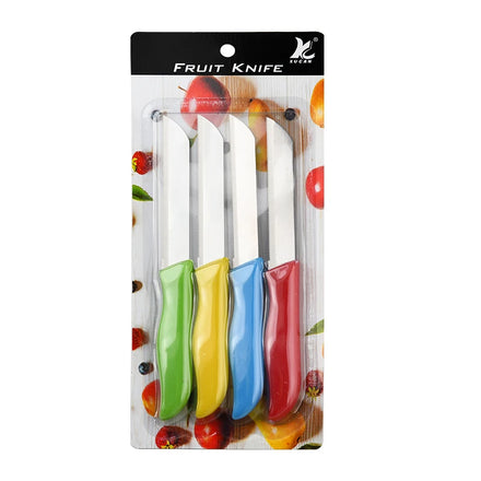 Hot Sale 4-Piece Fruit Bread Steak Paring Knife Set Kitchen Chef Utility Steel Pocket Knives with Plastic Handle