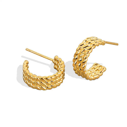 Fashion Distortion Interweave Twist Copper Hoop Earrings for Women Vintage Gold Plated Circle Statement Jewelry
