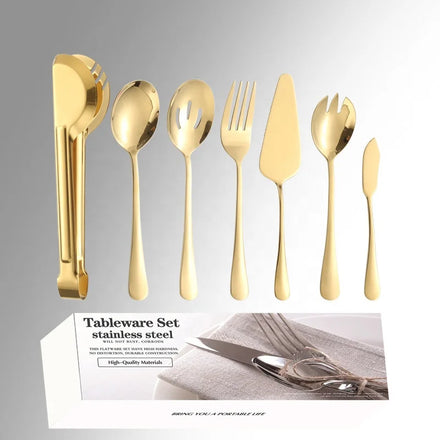 Bulk Luxury Modern Gold Flatware Set Stainless Steel Serving Cutlery Including Knife Fork Spoon Mirror Polish Perfect Presents