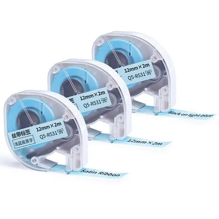 Phomemo P12/ P12PRO Label Maker Machine Tape 12mm Black on Light Blue Silk Ribbon Tapes Compatible With DYMO