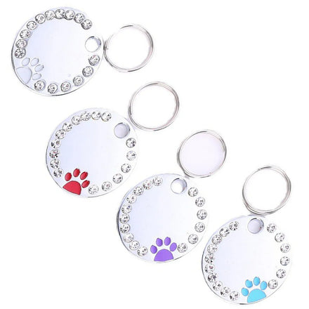Factory Wholesale Zinc Alloy Identity Brand Claw Print Round Hanging Tag Engraveade Pet Collar Hanging Cat Dog Tag