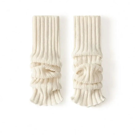 Custom Logo Knitted Warm Plain Solid Fashion Girls Winter Slouch Wool Leg Warm Socks Women