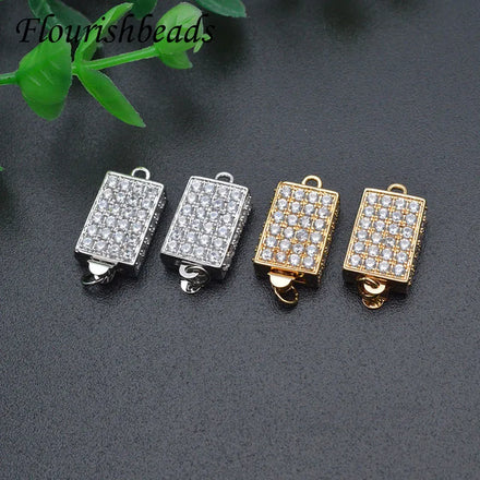 10x20mm Gold Plated CZ Paved Rectangle Shape Jewelry Clasp for Bracelet Necklace Making Accessory