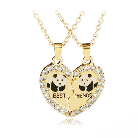 2 Pcs/Set Animal Panda Best Friends Friendship Couple Two Parts Pendant Necklace Best Gifts for Men Women BFF Jewelry Wholesale