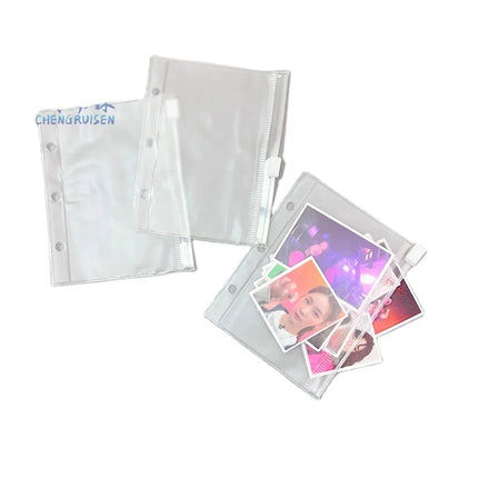 A8 Zipper Envelope Pouch Frosted Clear Mini 3 Hole Pvc Loose Leaf Journal Planner Binder Refills Zip Pocket Id Card Storage