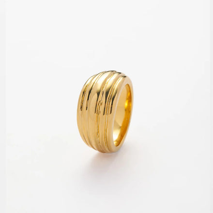 Retro Irregular Multilayer Coil Wrap Ripple Finger Ring 18K Gold Plated Stainless Steel Chunky Rings Waterproof Jewelry YF3163