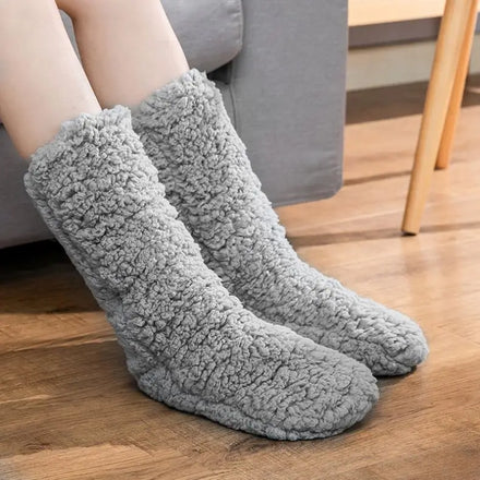 Custom Logo High Quality Women's Slipper Home Soft Cozy Winter Thick Fleece Lining Sherpa Fuzzy Sleeping Socks