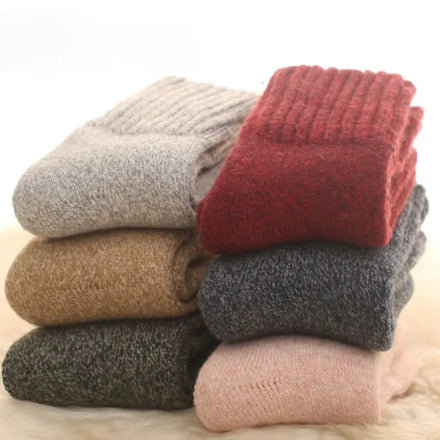 Custom Logo Preppy Style Solid Color Extra Thick Wool Women Thicken Warm Socks Winter