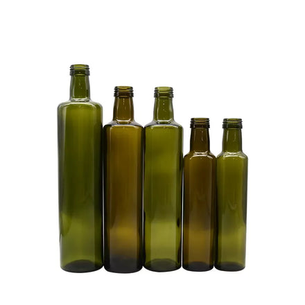 Wholesale 250ml 500ml 750ml Round Dorica Glass Dark Green Brown Olive Oil Bottles