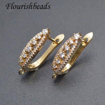 Liwan Plaza Wholesale Jewelry Market Silver Gold Plated CZ Setting U Shape Hoop Earrings for DIY Jewelry Making