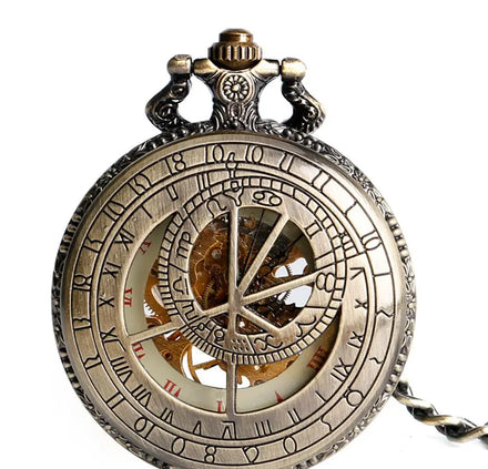 Prague Antique Hand Winding Mechanical Hollow Skeleton Roman Number Pocket Watches