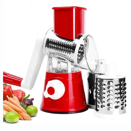 Rotary Cheese Grater Round Drum Slicer Shredder Grinder Hand Crank Mandoline with 3 Stainless Steel Drums for Vegetable