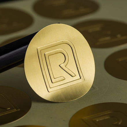 Custom logo Stickers the Special Texture Paper Embossed logo Labels for Decorating and Packaging