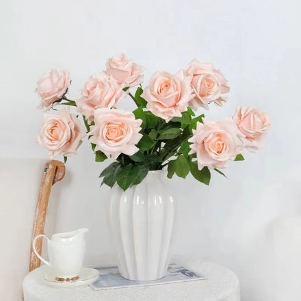 Realistic Artificial Rose Flowers Real Touch 75CM Long White Roses for Wedding Party Home Decoration