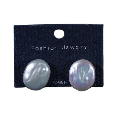Baroque Oval Button Earrings Natural Freshwater Pearl Shaped Earrings S925 Sterling Silver Factory Wholesale