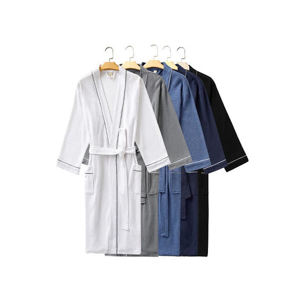 Custom Logo 100% Cotton Elegant White Waffle Knee Length V-Neck Long Sleeve Plus Size Women's Bathrobe for All Seasons