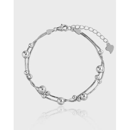 925 Sterling Silver Bracelet Simple Geometric Ball Box Chain Bead Bracelet Chain Decoration Female Fashion Jewelry