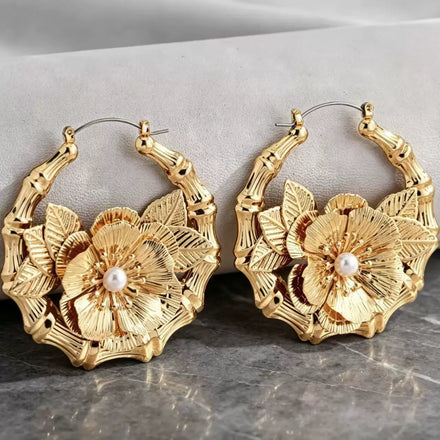 European and American Vintage Geometric Irregular Metal Inlaid Zircon Hoop Earrings for Women Fashion 18K Gold Plated