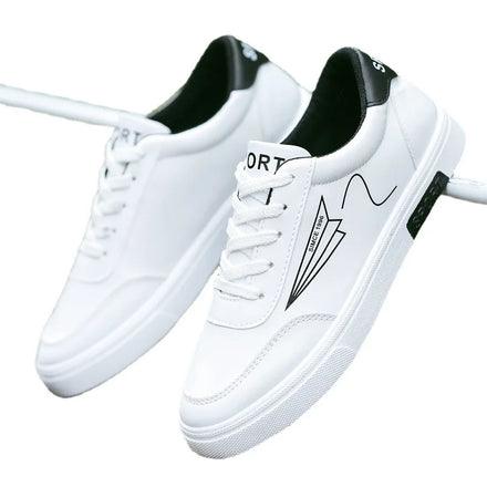 Cheap Flat Outdoor Breathable Lightweight Comfortable Side Feather Print Low Top Lace up PU Flat Casual Shoes for Men