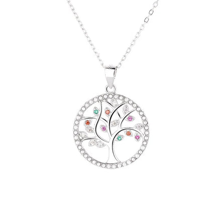 Yaeno Fine End Jewelry Real Silver 925 Multi Tree of Life Pendant Necklace for Women