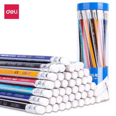 Deli 50pcs/set Standard Pencils HB/2B Wooden with Eraser Pencils Office & School Stationery Supplies for Student Drawing Writing
