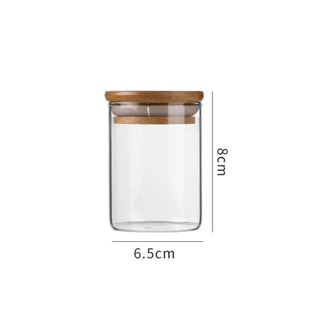 Borosilicate Glass Spice Jars with Bamboo Lids Airtight Storage Containers for Ood or Condiments