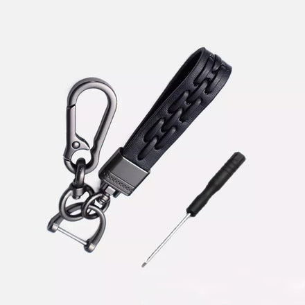 Creative Metal Leather Braided Weave Key Lanyard Key Ring Fashion Car Accessories with Car Logo ONTHELEVEL KZ Model
