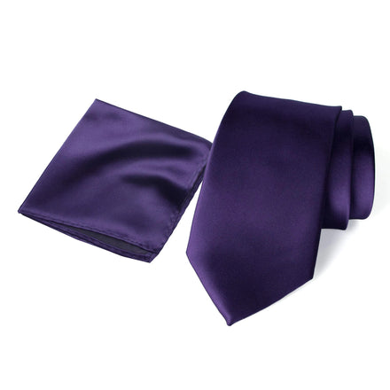 Mens Formal Wedding Ties Pocket Square Set 100% Polyester Anti-Pilling Durable Quick Dry Purple CUYINO Custom Logo Custom