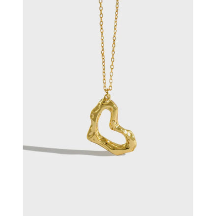 S925 Sterling Silver Fashion Heart Necklace Ins Irregular Love 18k Gold Couple Necklace Choker Ornaments Necklace for Women Men