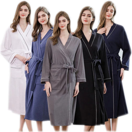 Lightweight Full Length Robes Woman Night Ladies Pajamas Soft Fast-Drying Long-Lasting Cotton Waffle Kimono Bathrobe