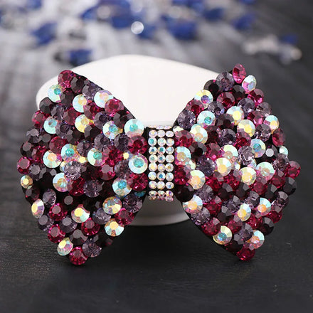 HX-308 Fashion Wholesale Crystal Rhinestone Bow Clip Crystal Back Head Spring Clip