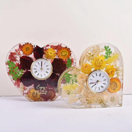 RM342 Table Geometric love Clock Decoration Valentine Heart-shaped Casting Resin Epoxy Clock Alarm DIY Silicone Molds