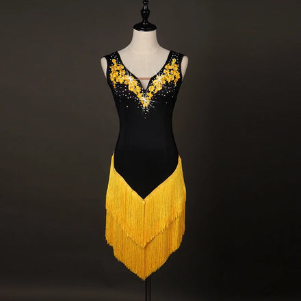 2018 Hot Sale Sexy Sleeveless Women Girls Performance Dance Wear Fringe Latin Dress