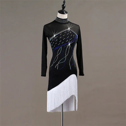 Hot Sale Elegant Women Girls Performance Competition Dance Latin Dress with Fringe