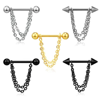 New Design 14G Stainless Steel Barbell Nipple Piercing Stud Women Sexy Link Chain Nipple Ring Body Jewelry