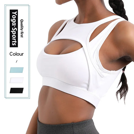 YSH Hot Sale Women Breathable Sports Bra Adjustable Straps Shockproof Padded Yoga Bra Athletic Gym Fitness Workout Bra Top