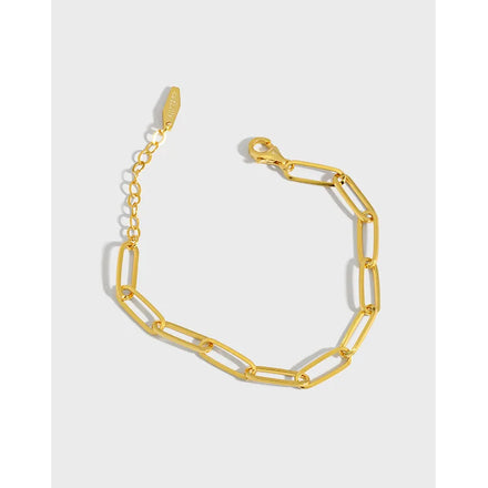S925 Sterling Silver Ins Designed Simple Chain Smart Bracelets Women Texture Paperclip Basic Couple Bracelet Fine Jewelry