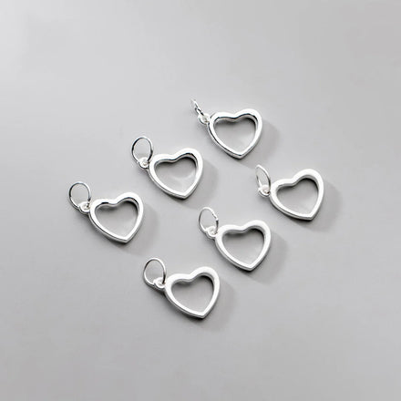 Simple 925 Sterling Silver 11.5*9mm Hollow Heart Pendant for DIY Jewelry Making Wholesale