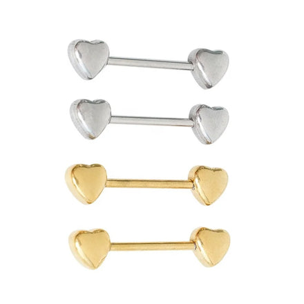Stainless Steel Solid Heart Nipple Barbell Piercing Ring Fashion Women Jewelry Double Stereoscopic Heart-shaped Nipple Stud