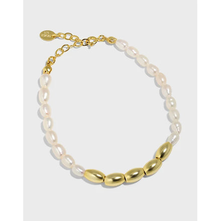 S925 Sterling Silver Natural Freshwater Pearl Bracelet Ins Bead Fashion Jewelry Bracelet Luxury Designer Bracelets Women Gift