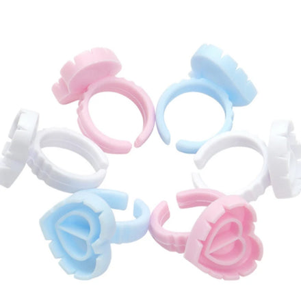 Wholesale Heart Shaped Plastic Eyelash Extension Tools Glue Rings & Cup Holder ETS-61