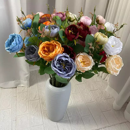 Competitive Price 3-head Austin Rose Artificial Flower Rose for Decoration
