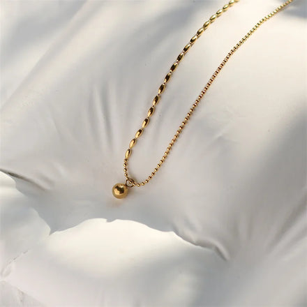 Simple 2 Design Beaded Chain Jewelry Stainless Steel Crystal Ball Charm Pendants Necklace
