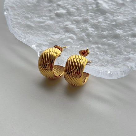 2024 Dazan New 18k Gold Plated Unique Hypoallergenic Stainless Steel Toast Twist Earrings Tarnish Free Jewelry for Women