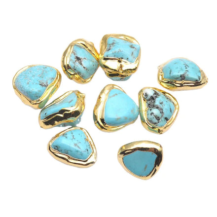 Liwan Plaza Wholesale Jewelry Making Supplier 18k Gold Plated Irregular Gravel Blue Turquoise DIY Loose Beads