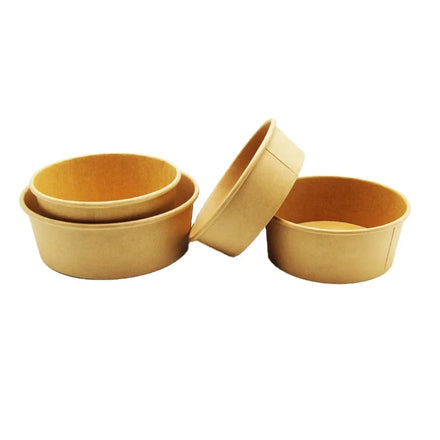 Eco-Friendly 38 oz Disposable Kraft Paper Salad Bowl With Plastic Lid Round Shape Biodegradable Parchment Material for Food Use
