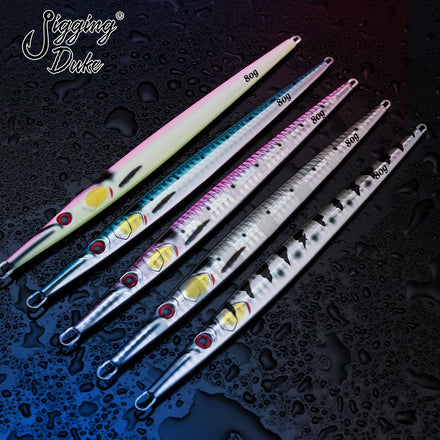 JiggingDuke Saltwater Needle Jig 60g/80g/100g Long Cast Vertical Slow Jigging Boat Sea Fishing Metal Jig Bass Tuna Lure